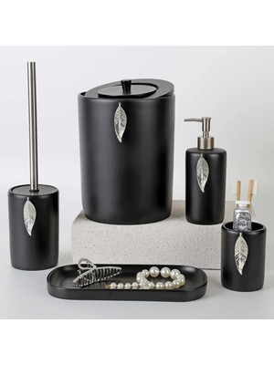 Selim Leaf Banyo Seti Siyah-Gümüş