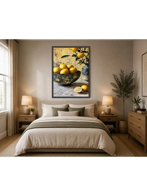 Rose Light Limonlu Kap Dekoratif Duvar Mutfak Dekoru Ahşap Mdf Baskı Salon, Yatak Odası, Çocuk Odası, Ofis Duvar Tablosu Çerçeve Görünümlü Mdf Tablo