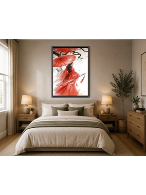 Rose Light Elbise ve Katanalı Kız Duvar Dekoru Ahşap Mdf Baskı Salon, Yatak Odası, Çocuk Odası, Ofis Duvar Tablosu Çerçeve Görünümlü Mdf Tablo