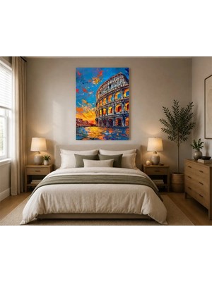 Rose Light Roma Kolezyum Duvar Dekoru Ahşap Mdf Baskı Tablo Mdf Tablo