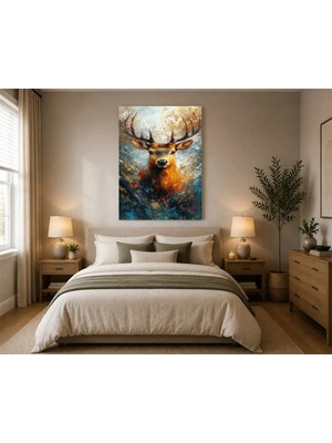 Rose Light Geyik Başlı Boynuzlu Duvar Tablosu Duvar Dekoru Ahşap Mdf Baskı Salon, Yatak Odası, Çocuk Odası, Ofis Duvar Tablosu Mdf Tablo