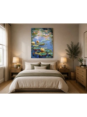 Rose Light Su Kenarında Lotus Çiçeği Duvar Dekoru Ahşap Mdf Baskı Tablo Mdf Tablo