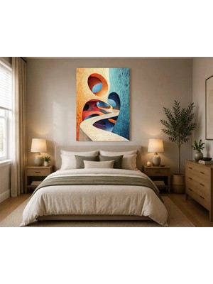 Rose Light Soyut Yol ve Iki Daire Duvar Dekoru Ahşap Mdf Baskı Salon, Yatak Odası, Çocuk Odası, Ofis Duvar Tablosu Mdf Tablo