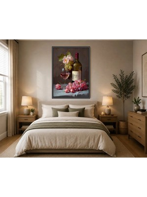 Rose Light ve Üzüm Motifiyle Duvar Tablosu Mutfak Dekoru Ahşap Mdf Baskı Salon, Yatak Odası, Çocuk Odası, Ofis Duvar Tablosu Çerçeve Görünümlü Mdf Ta