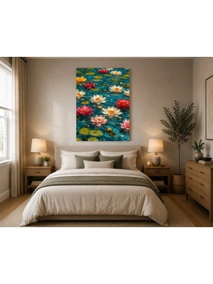Rose Light Su Lotosu Görselleriyle Duvar Dekoru Ahşap Mdf Baskı Salon, Yatak Odası, Çocuk Odası, Ofis Duvar Tablosu Mdf Tablo