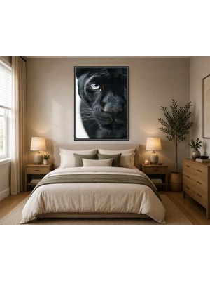 Rose Light Panter Yüzü Duvar Dekoru Ahşap Mdf Baskı Tablo Çerçeve Görünümlü Mdf Tablo