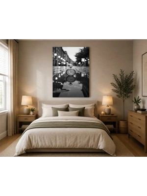 Rose Light Saatli Su Birikintisi Salon Ahşap Mdf Baskı Tablo Mdf Tablo