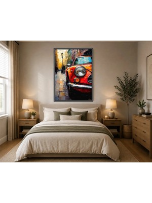 Rose Light Klasik Otomobil Sanat Görünümlü Duvar Salon Dekoru Ahşap Mdf Baskı Salon, Yatak Odası, Çocuk Odası, Ofis Duvar Tablosu Çerçeve Görünümlü M