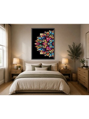 Rose Light Karmaşık Mandala Desenli Duvar Dekoru Ahşap Mdf Baskı Salon, Yatak Odası, Çocuk Odası, Ofis Duvar Tablosu Çerçeve Görünümlü Mdf Tabl