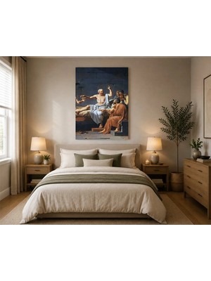 Rose Light Antik Yunan Filozofunu Gösteren Yağlı Boya Görünümlü Salon Dekoru Ahşap Mdf Baskı Salon, Yatak Odası, Çocuk Odası, Ofis Duvar Tablosu Mdf