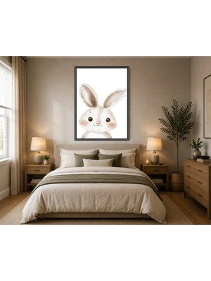 Rose Light Tavşan Yüzü Çocuk Odası Için Ahşap Mdf Baskı Salon, Yatak Odası, Çocuk Odası, Ofis Duvar Tablosu Çerçeve Görünümlü Mdf Tablo