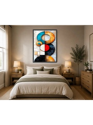 Rose Light Geometrik Daireler ve Küçük Büyük Daireler Duvar Dekoru Ahşap Mdf Baskı Salon, Yatak Odası, Çocuk Odası, Ofis Duvar Tablosu Çerçeve