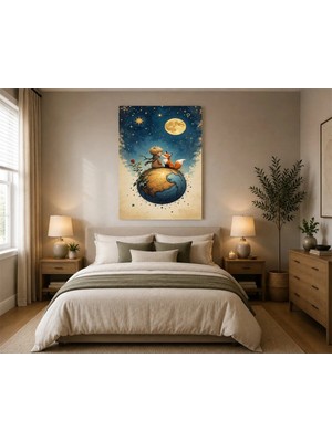 Rose Light Küçük Prens ve Zürafa Duvar Çocuk Odası Için Ahşap Mdf Baskı Salon, Yatak Odası, Çocuk Odası, Ofis Duvar Tablosu Mdf Tablo