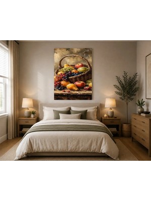 Rose Light Meyveler Sepeti Motifiyle Duvar Mutfak Dekoru Ahşap Mdf Baskı Salon, Yatak Odası, Çocuk Odası, Ofis Duvar Tablosu Mdf Tablo