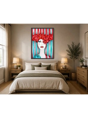 Rose Light Gül Başlığıyla Modern Sanat Portre Duvar Dekoru Ahşap Mdf Baskı Salon, Yatak Odası, Çocuk Odası, Ofis Duvar Tablosu Çerçeve Görünüml