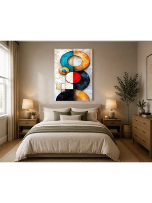 Rose Light Geometrik Daireler ve Küçük Büyük Daireler Duvar Dekoru Ahşap Mdf Baskı Salon, Yatak Odası, Çocuk Odası, Ofis Duvar Tablosu Mdf Tabl