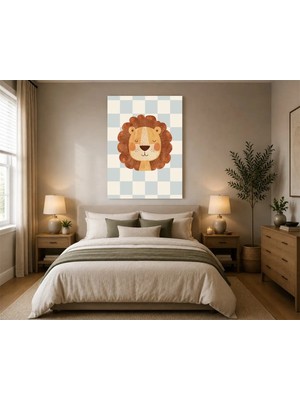 Rose Light Sevimli Aslan Yüzü Çocuk Odası Ahşap Mdf Baskı Tablo Mdf Tablo