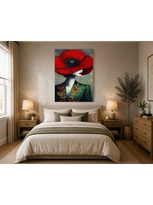 Rose Light Büyük Çiçekli Kadın Portresi Duvar Tablosu Duvar Dekoru Ahşap Mdf Baskı Salon, Yatak Odası, Çocuk Odası, Ofis Duvar Tablosu Mdf Tablo