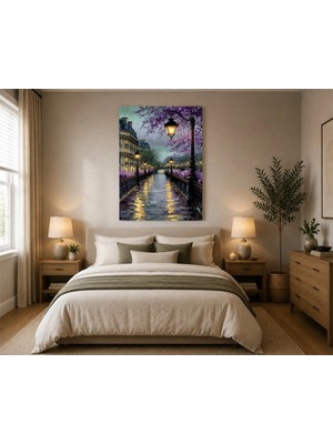 Rose Light Yağmur Altında Kanal Sahnesi Duvar Dekoru Ahşap Mdf Baskı Salon, Yatak Odası, Çocuk Odası, Ofis Duvar Tablosu Mdf Tablo