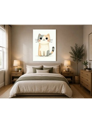 Rose Light Kedi Karakalem Görünümlü Duvar Çocuk Odası Için Ahşap Mdf Baskı Salon, Yatak Odası, Çocuk Odası, Ofis Duvar Tablosu Mdf Tablo