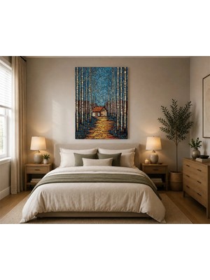 Rose Light Orman Manzaralı Modern Sanat Duvar Dekoru Ahşap Mdf Baskı Tablo Mdf Tablo
