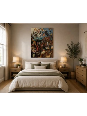 Rose Light Savaş Sahnesi Duvar Dekoru Ahşap Mdf Baskı Tablo Mdf Tablo
