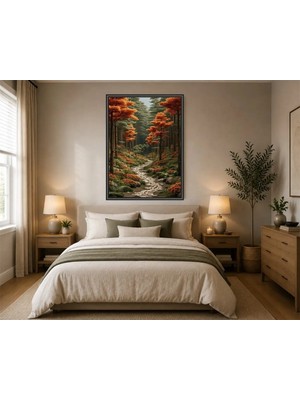 Rose Light Orman Yolu Yatak Odası Ahşap Mdf Baskı Tablo Çerçeve Görünümlü Mdf Tablo