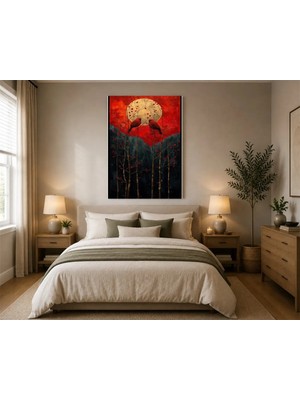 Rose Light Iki Kuş Ağaç Altında Duvar Dekoru Ahşap Mdf Baskı Tablo Mdf Tablo