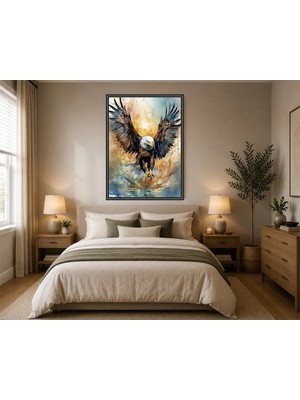 Rose Light Baykuş Su Gökyüzü Duvar Dekoru Ahşap Mdf Baskı Salon, Yatak Odası, Çocuk Odası, Ofis Duvar Tablosu Çerçeve Görünümlü Mdf Tablo