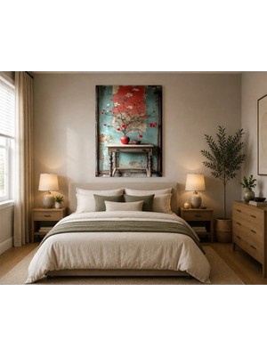 Rose Light ve Çiçekli Duvar Dekoru Ahşap Mdf Baskı Tablo Mdf Tablo