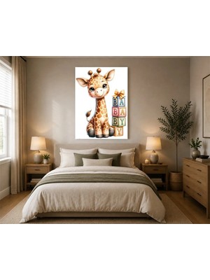Rose Light Geyik Yavrusu Bloklar Çocuk Odası Ahşap Mdf Baskı Tablo Mdf Tablo