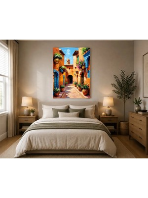 Rose Light Modern Sanat Eski Sokaklar Yağlı Boya Görünümlü Mdf Tablo