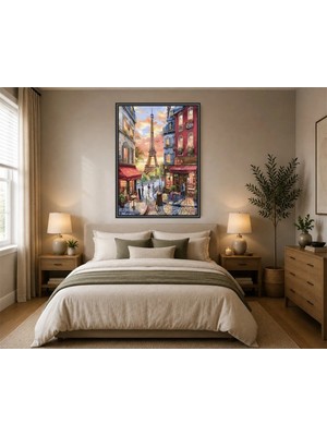 Rose Light Paris Eyfel Kulesi Modern Sanat Salon Ahşap Mdf Baskı Tablo Çerçeve Görünümlü Mdf Tablo