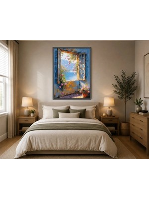 Rose Light Deniz Manzaralı Duvar Yatak Odası Dekoru Ahşap Mdf Baskı Salon, Çocuk Odası, Ofis Duvar Tablosu Çerçeve Görünümlü Mdf Tablo