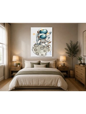 Rose Light Uzay Astronotu Çocuk Odası Ahşap Mdf Baskı Tablo Mdf Tablo
