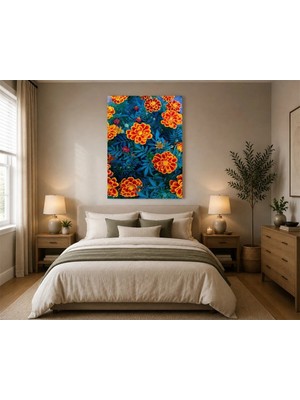 Rose Light Marigold Çiçekleri Duvar Dekoru Ahşap Mdf Baskı Tablo Mdf Tablo