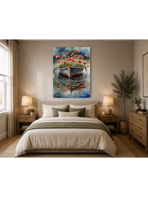 Rose Light Küçük Tekne, Papatyalar Duvar Dekoru Ahşap Mdf Baskı Tablo Mdf Tablo