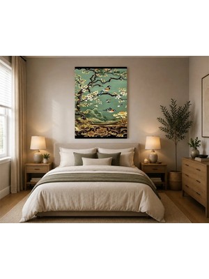 Rose Light Kuşlar ve Çiçeklerden Duvar Dekoru Ahşap Mdf Baskı Tablo Mdf Tablo