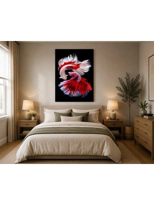 Rose Light Savaşçı Balık Betta Duvar Dekoru Ahşap Mdf Baskı Tablo Mdf Tablo