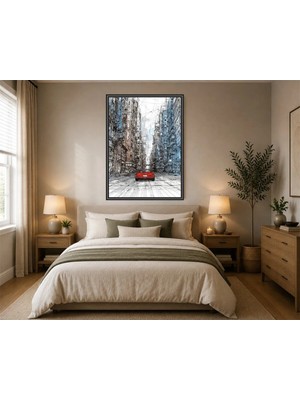 Rose Light Otomobil Şehir Duvar Dekoru Ahşap Mdf Baskı Tablo Çerçeve Görünümlü Mdf Tablo