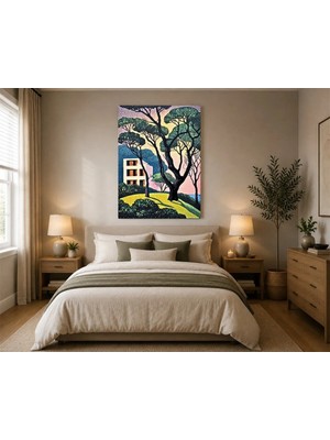 Rose Light Ev Ağaçları Modern Sanat Salon Ahşap Mdf Baskı Tablo Mdf Tablo
