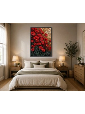Rose Light Papatyalar Duvar Dekoru Ahşap Mdf Baskı Tablo Çerçeve Görünümlü Mdf Tablo