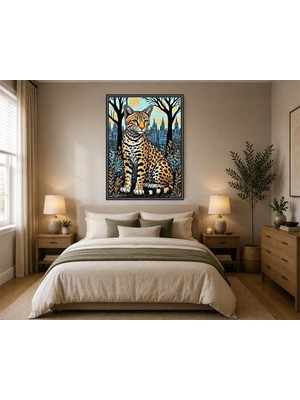 Rose Light Osmanlı Leoparı Duvar Dekoru Ahşap Mdf Baskı Tablo Çerçeve Görünümlü Mdf Tablo
