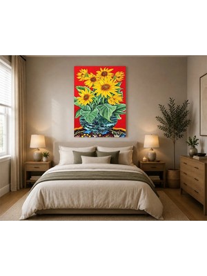 Rose Light Güneşçiçekleri Vazosu Duvar Dekoru Ahşap Mdf Baskı Tablo Mdf Tablo