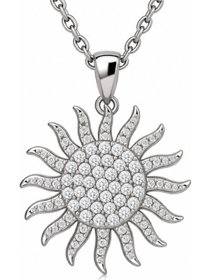Aya Diamond Gümüş Zirkon Taşlı Güneş Kadın Kolye