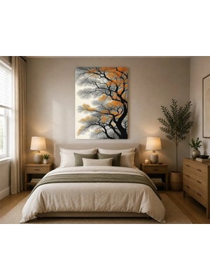 Rose Light Ağaç Dalları Duvar Dekoru Ahşap Mdf Baskı Tablo Mdf Tablo