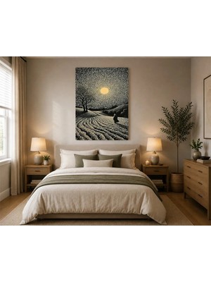 Rose Light Ay Işığında Yalnız Adam Duvar Dekoru Ahşap Mdf Baskı Tablo Mdf Tablo