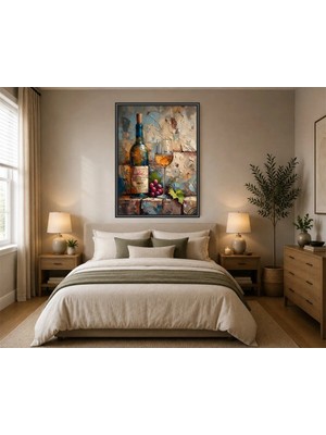 Rose Light Duvar – ve Üzüm Motifi Mutfak Dekoru Ahşap Mdf Baskı Salon, Yatak Odası, Çocuk Odası, Ofis Duvar Tablosu Çerçeve Görünümlü Mdf Tablo