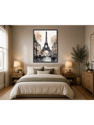 Rose Light Paris Eyfel Kulesi Duvar Dekoru Ahşap Mdf Baskı Tablo Çerçeve Görünümlü Mdf Tablo