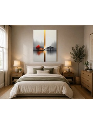 Rose Light Iki Ev ve Yol Duvar Dekoru Ahşap Mdf Baskı Tablo Mdf Tablo